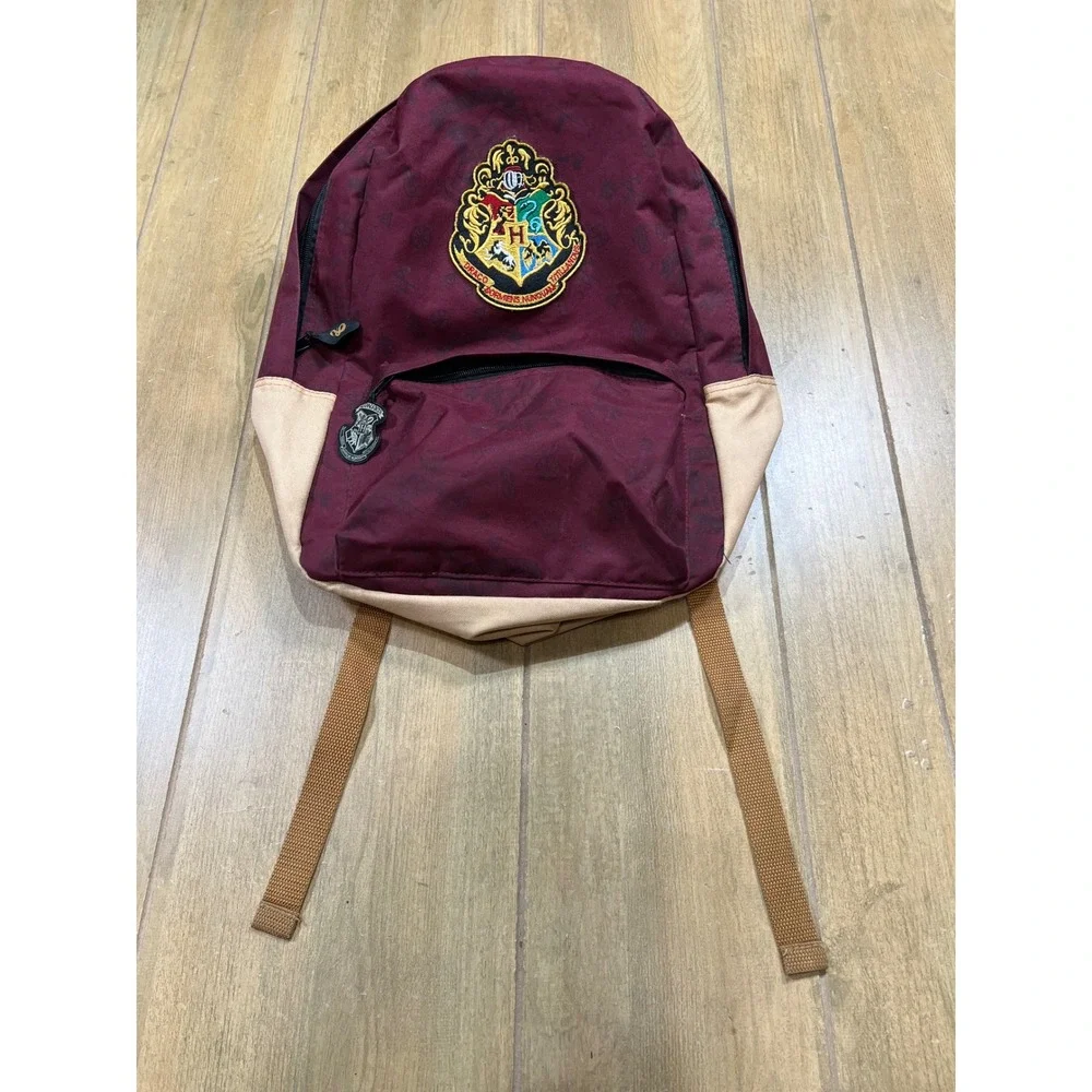 Harry Potter Hogwarts Crest Backpack Paladone Burgundy Tan School Bag